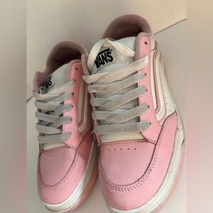 Vans Lowland CC Flying V Retro Pink White Leather Sneakers Women's 8 Junior 6.5